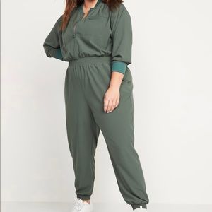 StretchTech Cropped Zip Bomber Jumpsuit